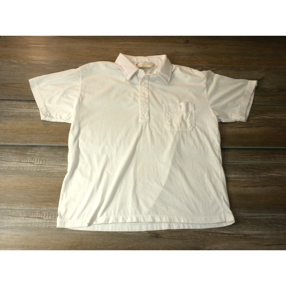 Vintage Arnold Palmer Pocket Polo Shirt Mens L White Umbrella Country Club Golf